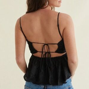 American Threads Lilly Floral Peplum Crop Top Small Black Going Out tank Sexy